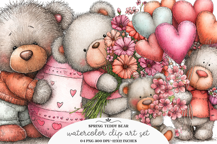 Whimsical Easter Teddy Bear Clipart - Easter Teddy Bear Png