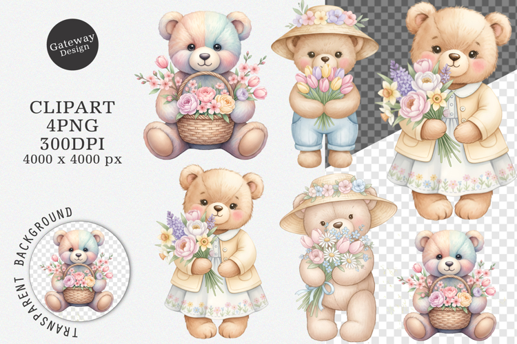 Spring Teddy Bear Clipart - Spring Teddy Bear Png