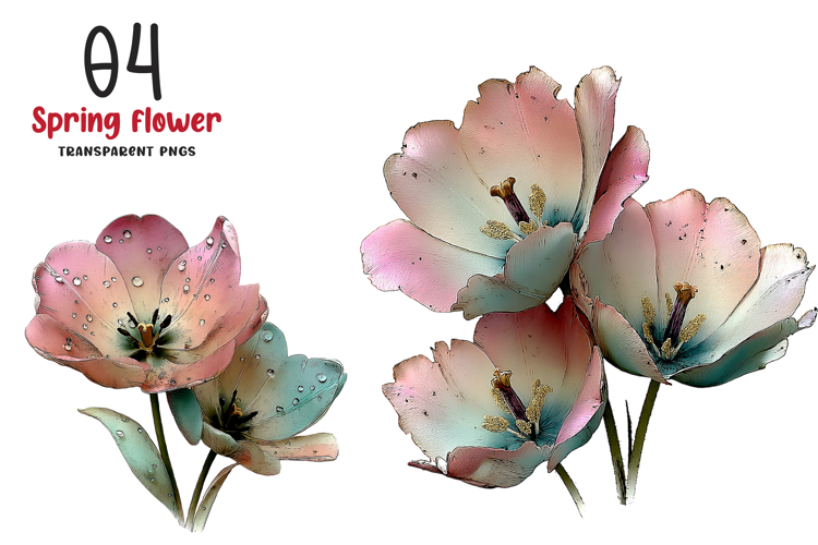 Spring Tulip Flower Clipart example image 1