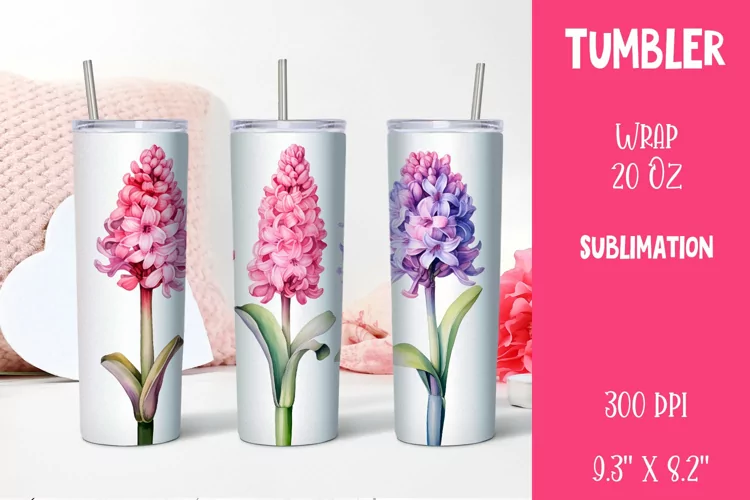 Vintage Hyacinth Flowers Tumbler | Sublimation 20 oz Skinny