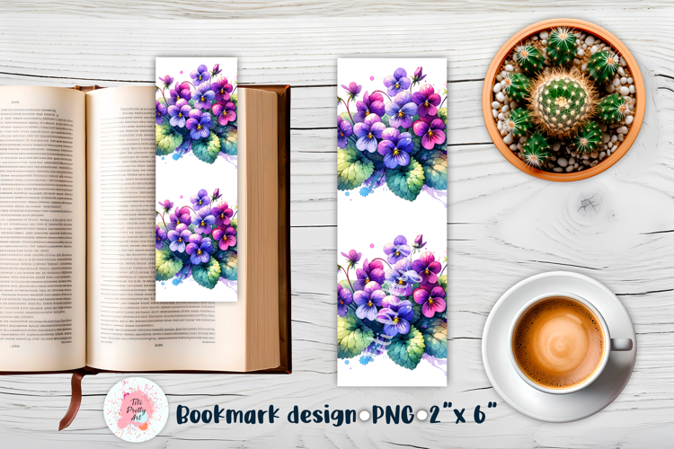 Spring Violets Flowers Bookmark Sublimation Design