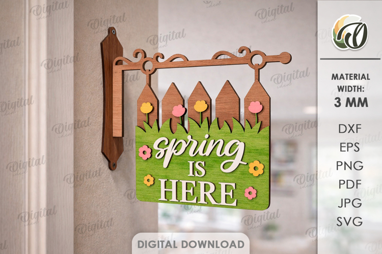 3D Spring Wall Hanger Laser Cut. Spring Sign SVG