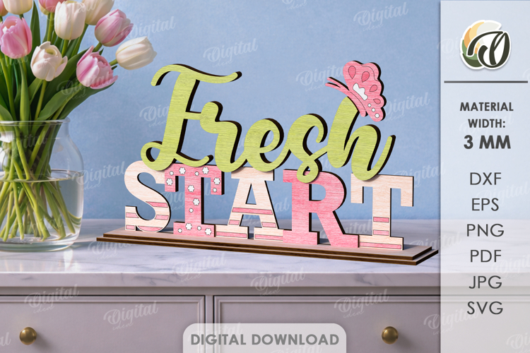 3D Spring Word Stand Laser Cut. Stand Decor SVG