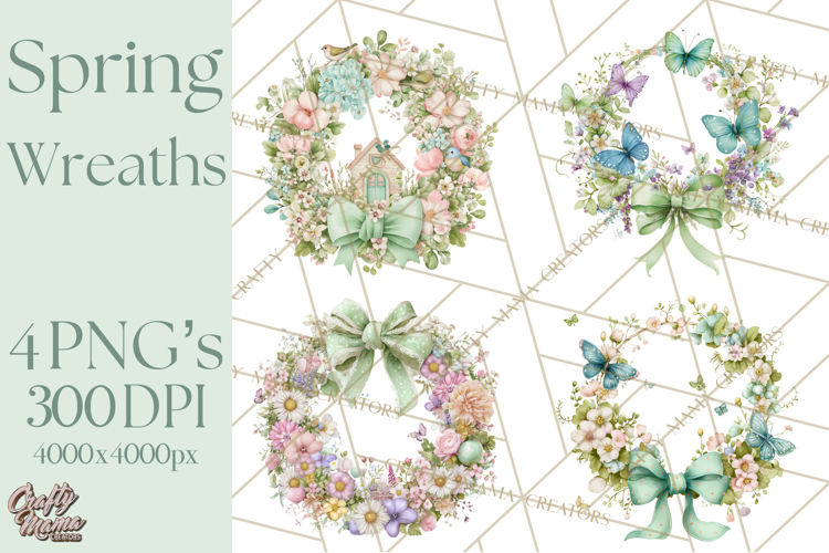 Spring Wreath Clipart PNG, Easter Wreath Clip Art