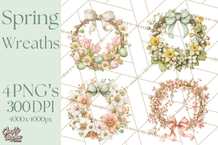 Spring Wreath Clipart PNG, Easter Wreath Clip Art