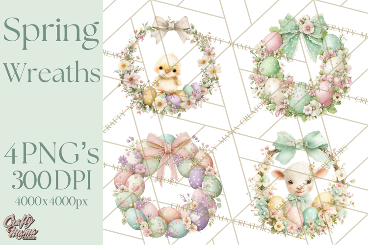 Spring Wreath Clipart PNG, Easter Wreath Clip Art