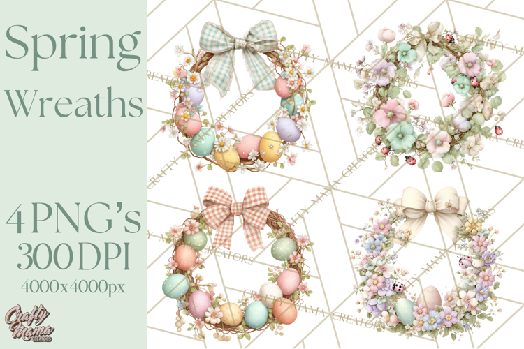 Spring Wreath Clipart PNG, Easter Wreath Clip Art