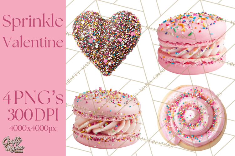 Rainbow Sprinkle Valentine Dessert Clipart PNG