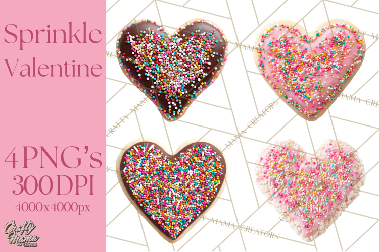 Rainbow Sprinkle Valentine Dessert Clipart PNG