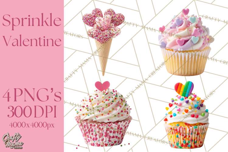 Rainbow Sprinkle Valentine Dessert Clipart PNG