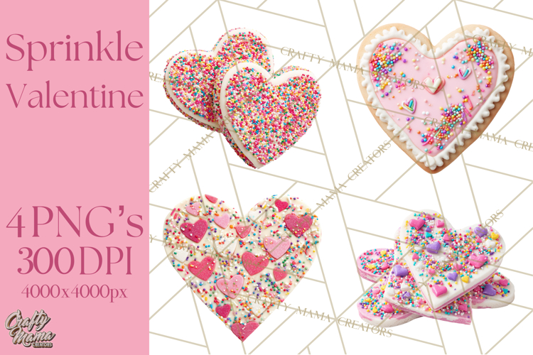 Rainbow Sprinkle Valentine Dessert Clipart PNG