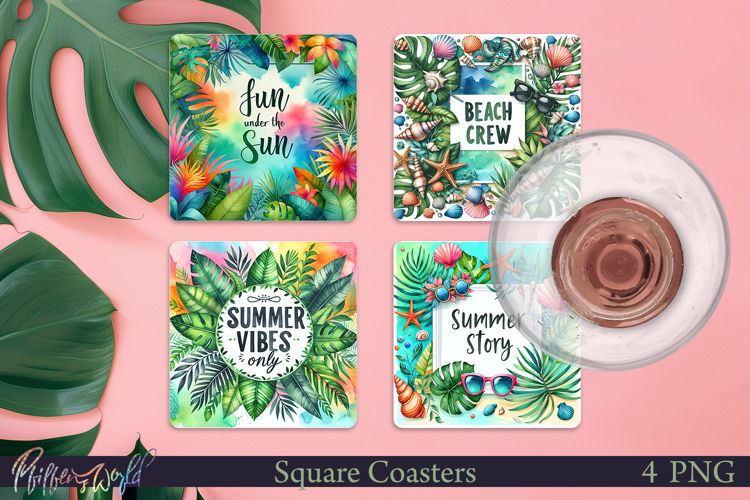 Summer Square Coasters | Beach Quotes| Beach Crew