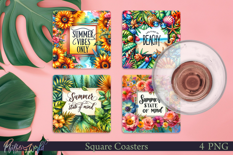 Summer Square Coasters | Beach Quotes | Summer state of mind