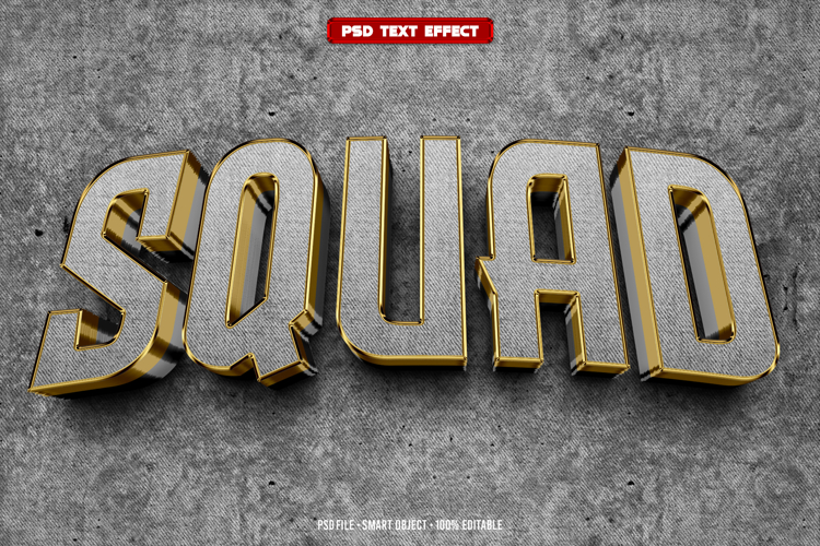 Squad 3D editable text effect