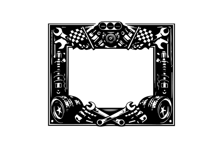 Square Black and White Mechanic Frame Design
