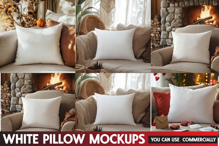 Square Christmas Pillow Mockup | White Pillow Mockup 
