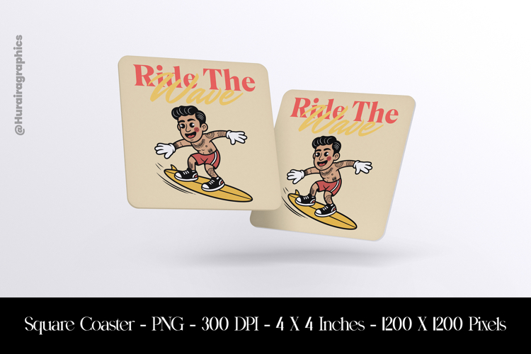 Ride The Wave Square Coaster Sublimation