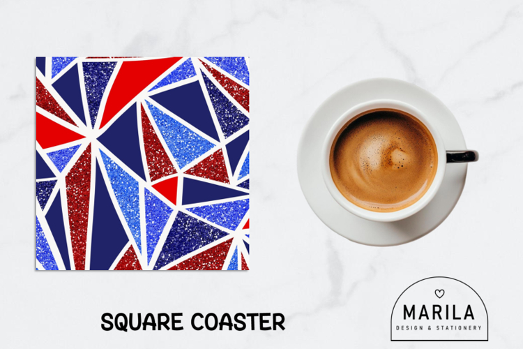 Patriotic Abstract Mosaic Square Coaster Design