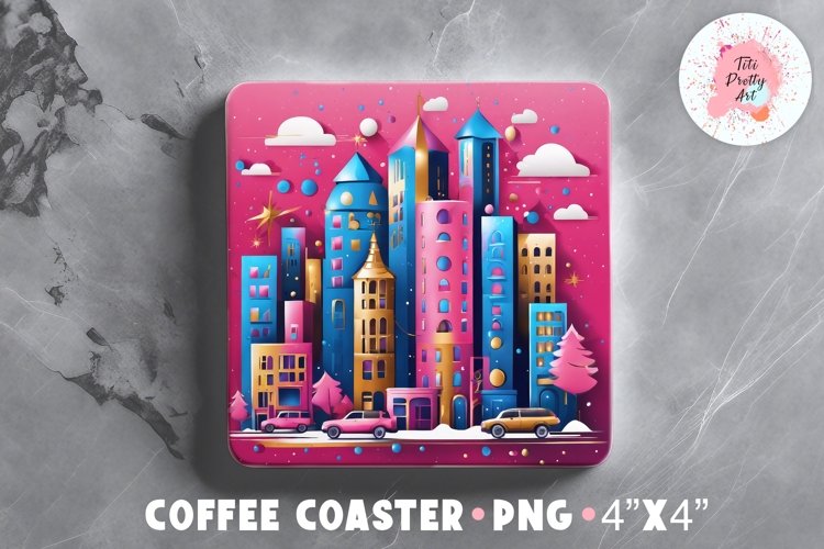  Spicy 3D Pink Christmas Square Coaster, Coffee Square Coaster Sublimation Png,  Square Coaster Png