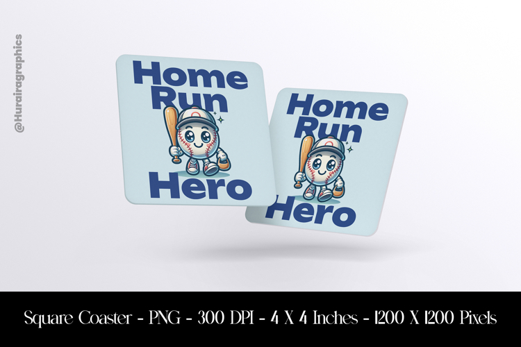Home Run Hero Square Coaster Sublimation