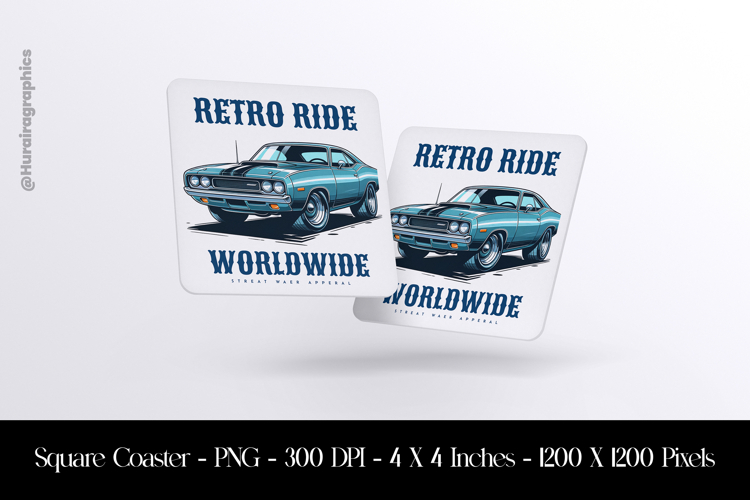 Retro Ride WorldWide Square Coaster Sublimation