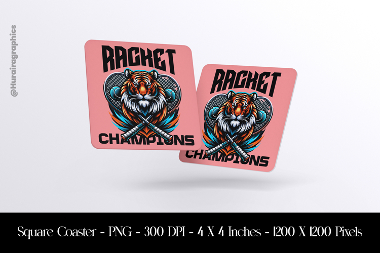 Racket Champions Tiger Square Coaster Sublimation