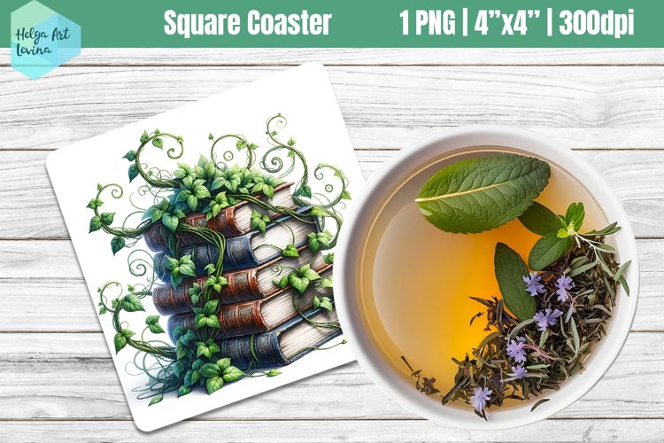 Square Coasters Sublimation | library sublimation example image 1