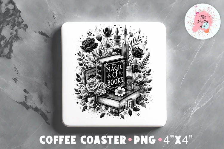 Square Coaster Books Sublimation Design Png