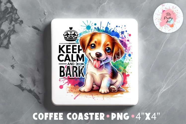 Square Coaster Calm And Bark Sublimation Design Png