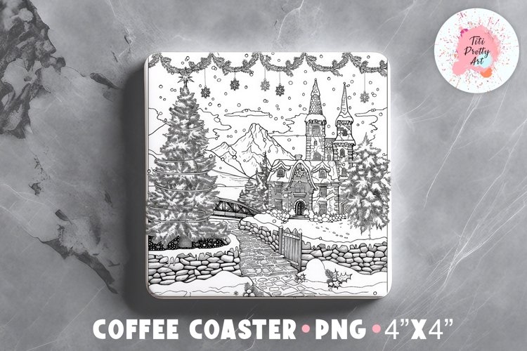 Christmas Square Coaster, Coffee Square Coaster Sublimation Png, Square Coaster Png
