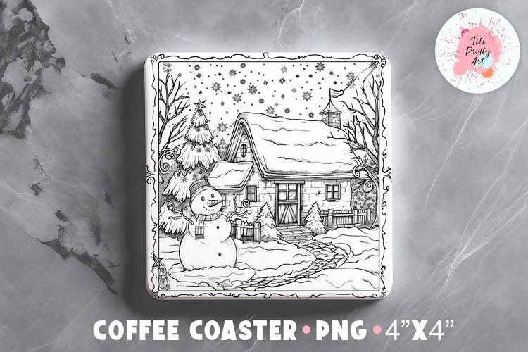 Christmas Square Coaster, Coffee Square Coaster Sublimation Png, Square Coaster Png
