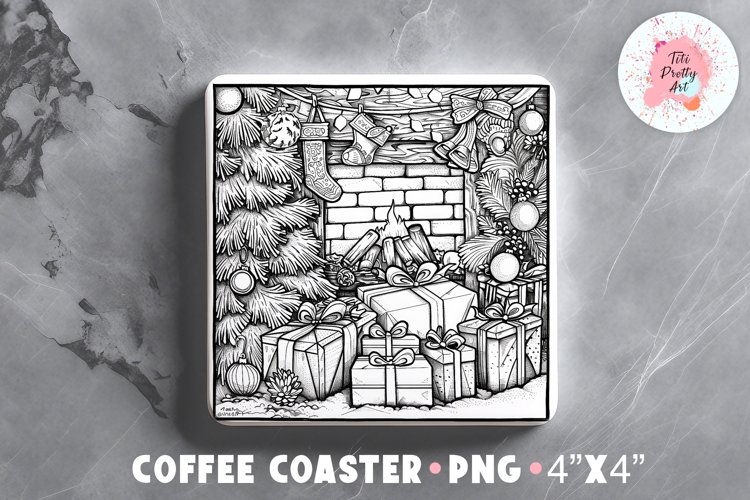 Christmas Square Coaster, Coffee Square Coaster Sublimation Png,  Square Coaster Png