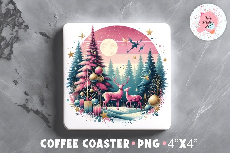 Square Coaster Christmas Santa Sublimation Design Png