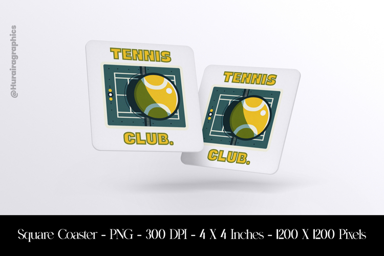 Tennis Club Square Coaster Sublimation