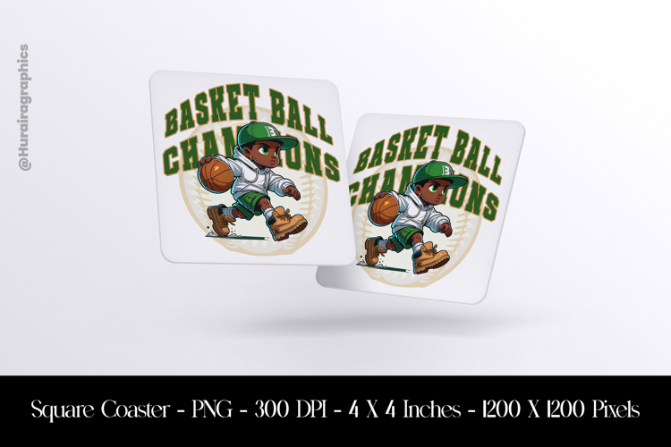 Basket Ball Champions Square Coaster Sublimation