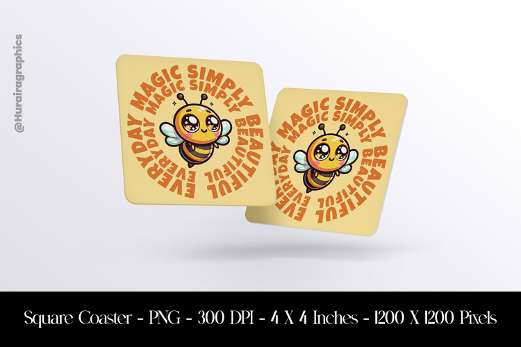 Cute Bee Square Coaster Sublimation