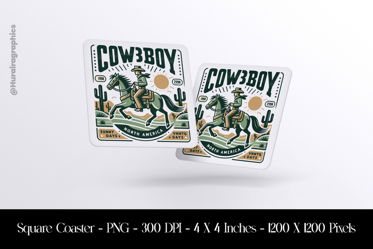Cow Boy Square Coaster Sublimation