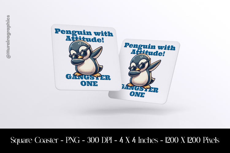 Penguin With Attitude Gangster One Square Coaster
