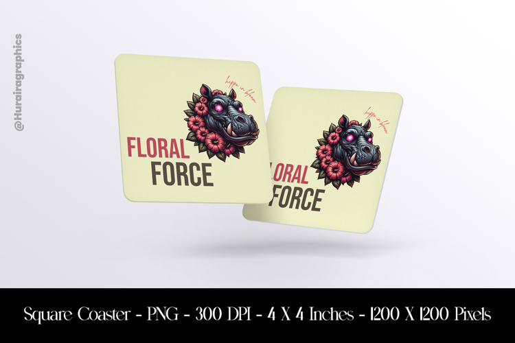 Floral Force Square Coaster Sublimation