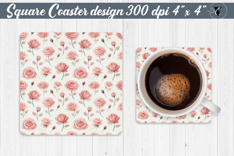 Spring Square Coasters | Watercolor roses