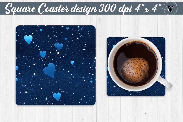 Valentines day Square Coasters | Heart pattern | Blue hearts