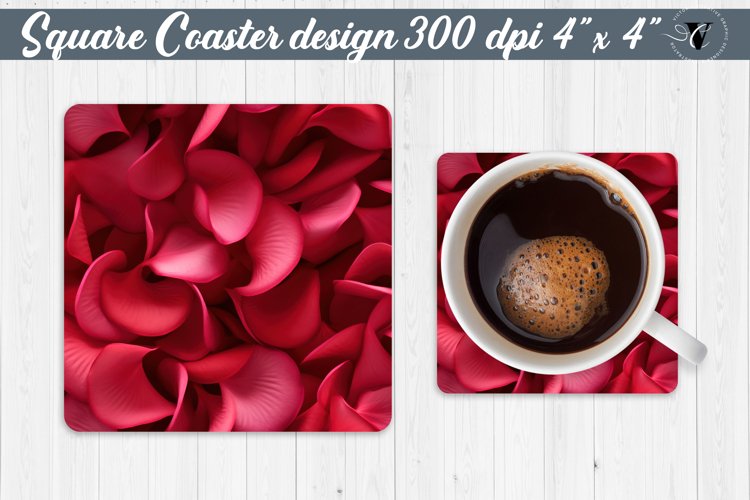 Valentines day Square Coasters | Rose petals