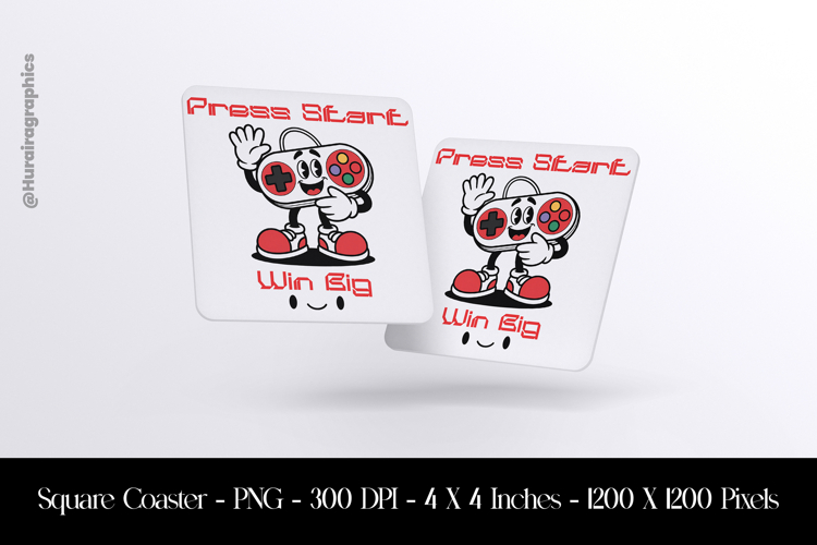 Press Start Win Big Square Coaster Sublimation