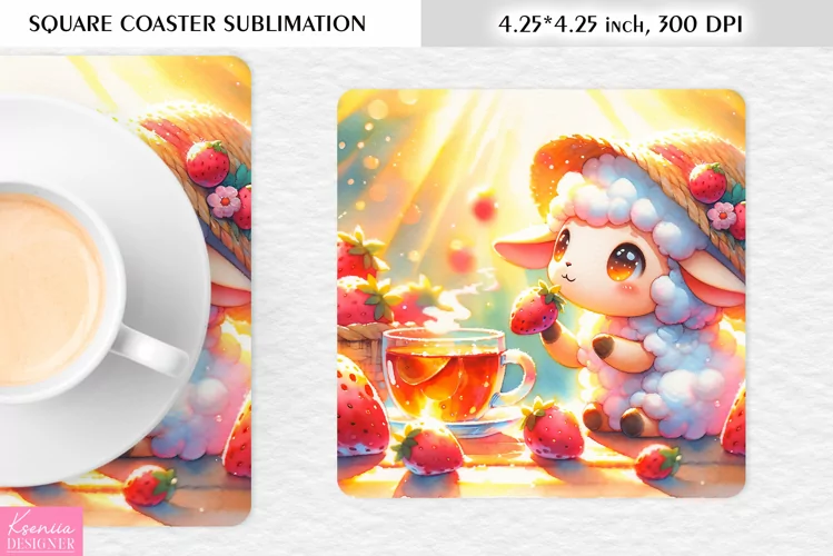 Summer Flower|Cartoon Animal Design l Floral Square Coaster