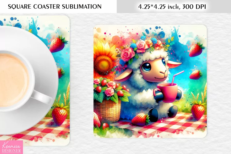 Summer Flower|Cartoon Animal Design l Floral Square Coaster
