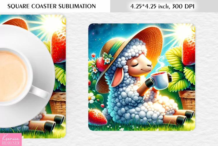 Summer Flower|Cartoon Animal Design l Floral Square Coaster