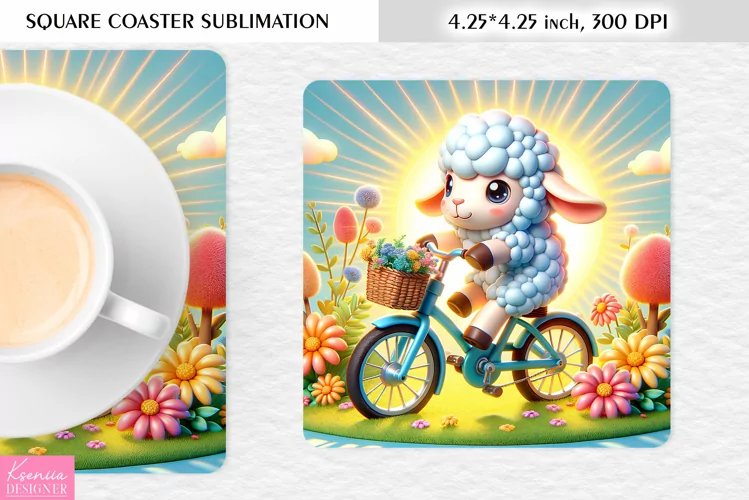 Summer Flower|Cartoon Animal Design l Floral Square Coaster