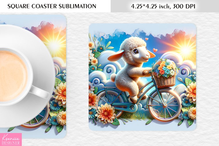 Summer Flower|Cartoon Animal Design l Floral Square Coaster