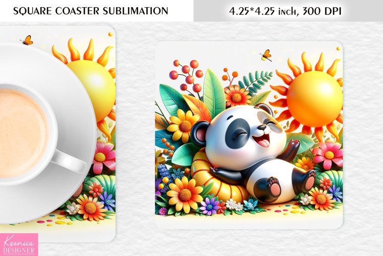 Summer Flower|Cartoon Animal Design l Floral Square Coaster
