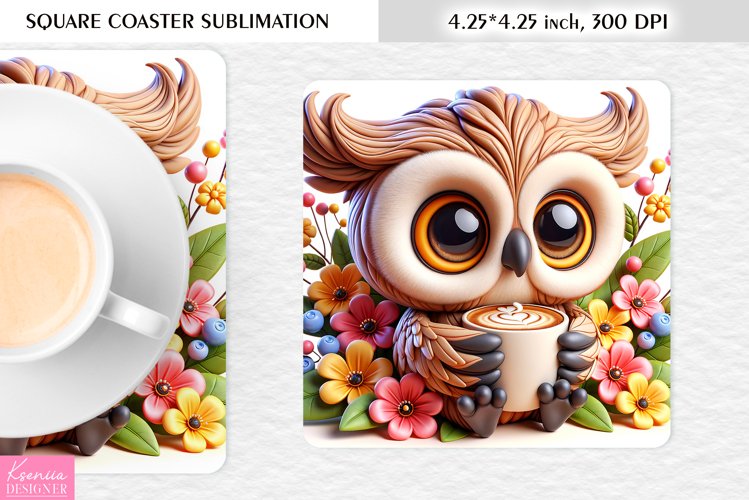 Summer Flower|Cartoon Animal Design l Floral Square Coaster